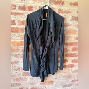 Lucy athletics black Ruffled Cardigan sweater size medium